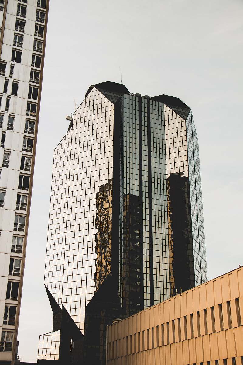 office building curtain wall building under white sky city